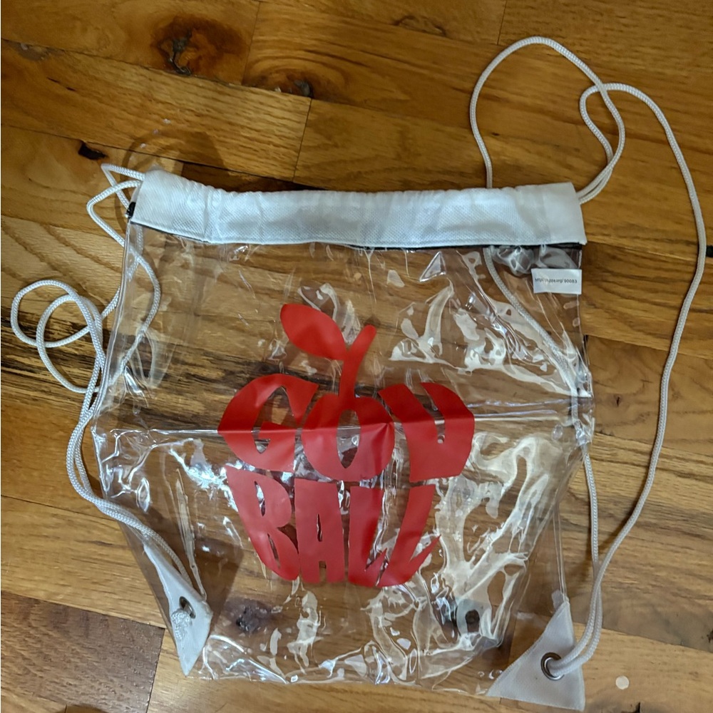 Clear Drawstring Backpack with Red Gov Ball